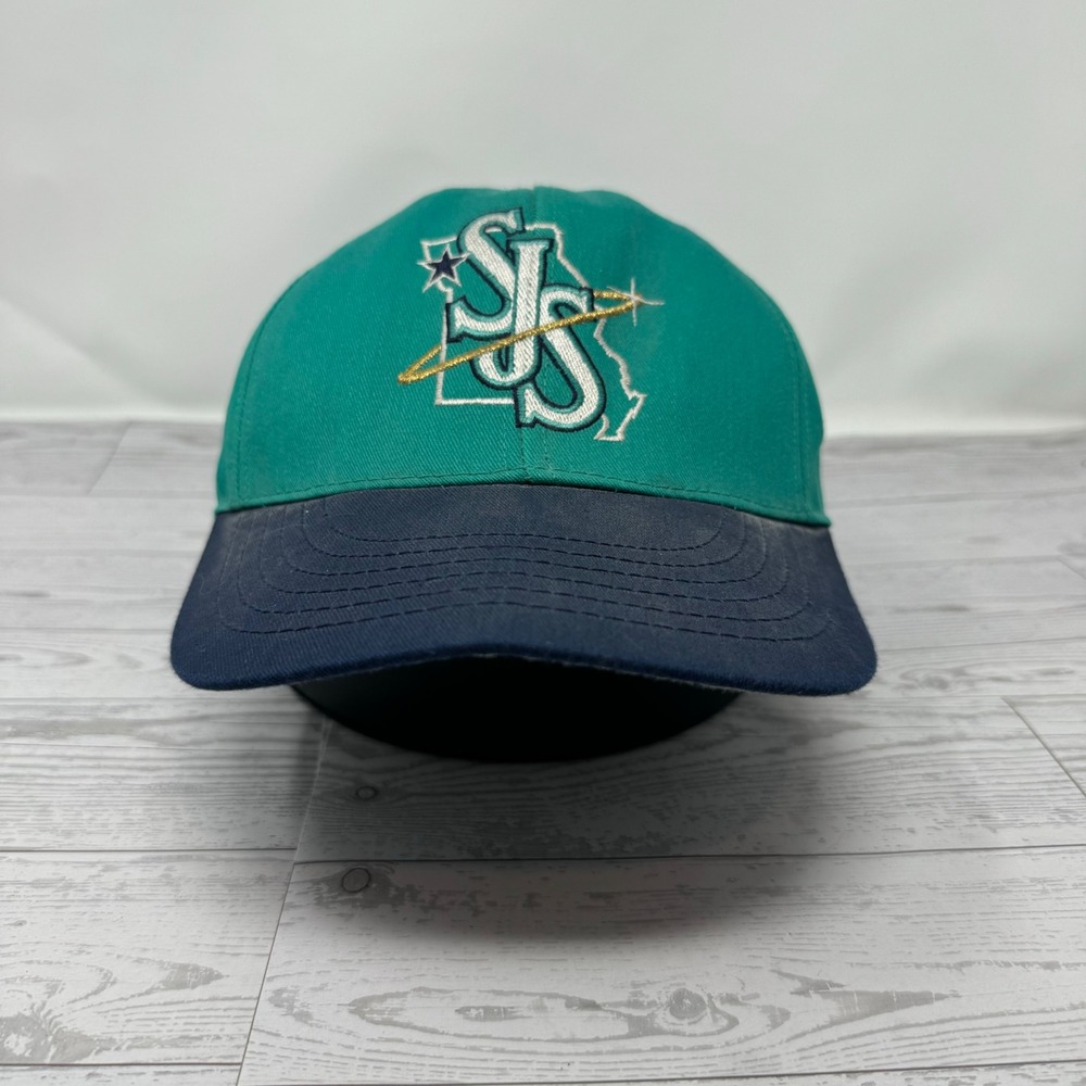 Mens San‎ Jose Saints Baseball Cap Snapback Teal Navy Embroidered Logo VTG